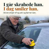 Illustrationsfoto: I går skrabede han. I dag smiler han. Skiven drejer af sig selv og fjerner isen.