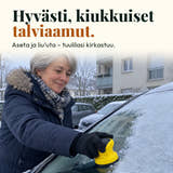 Havainnekuva: Hyvästi, kiukkuiset talviaamut. Aseta ja liu’uta – tuulilasi kirkastuu.
